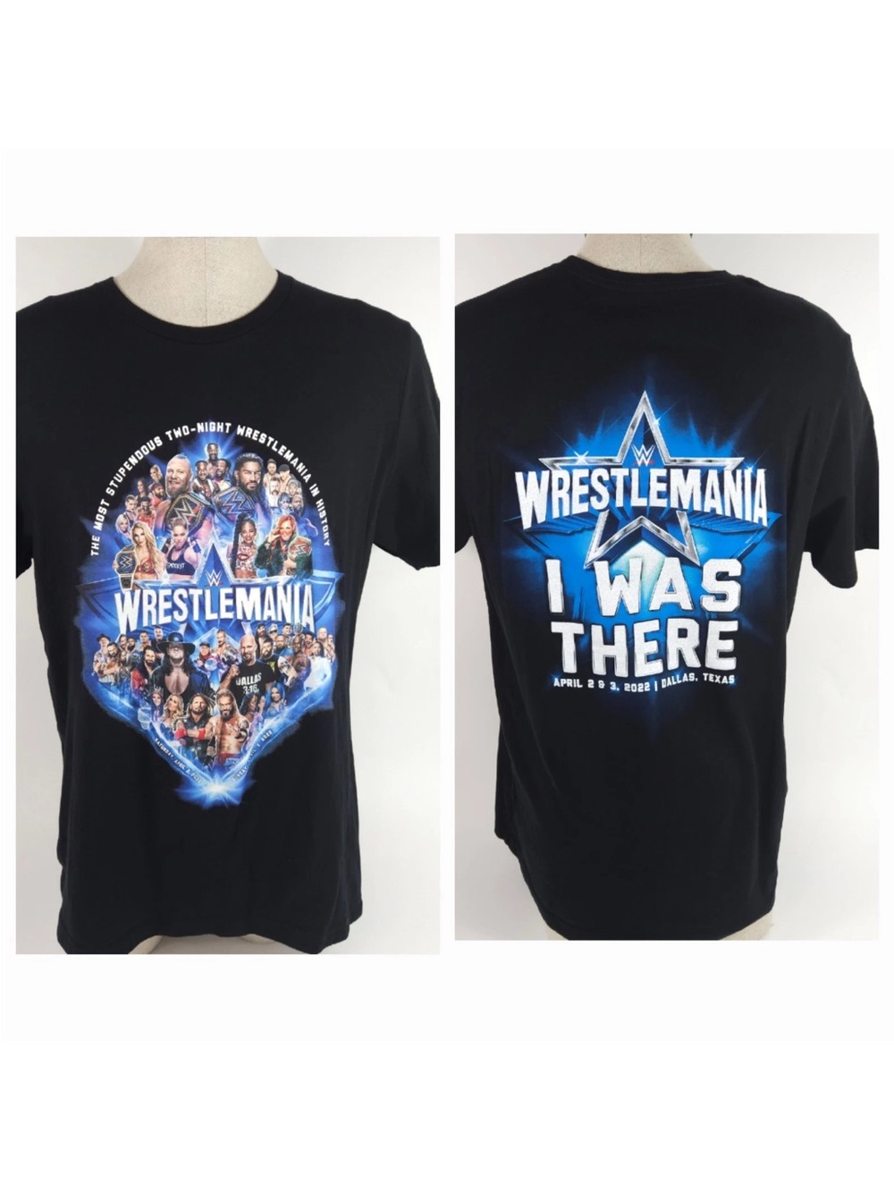 WWE WrestleMania Black Graphic Tee - I Was There 2022 Dallas Texas size large